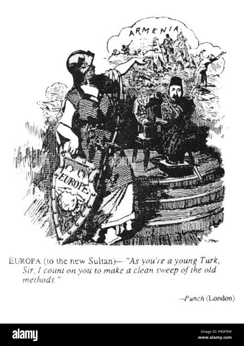 . Englisch: Europa (um den neuen Sultan) - "Wie Sie ein junger Türke, Sir, ich verlasse mich auf Sie eine saubere Sache der alten Methoden zu nutzen." Vor 1915 629 Europa (um den neuen Sultan) Stockfoto