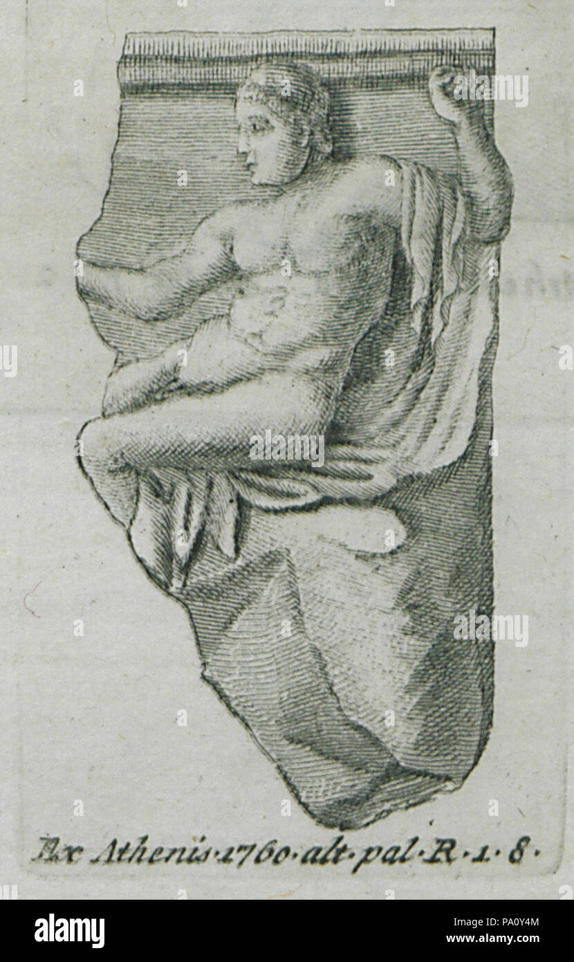 667 Fragment des Relief zeigt eine sitzende männliche Figur, aus Athen - Paciaudi Paolo Maria - 1761 Stockfoto 667 Fragment des Relief zeigt eine sitzende männliche Figur, aus Athen - Paciaudi Paolo Maria - 1761 Stockfoto