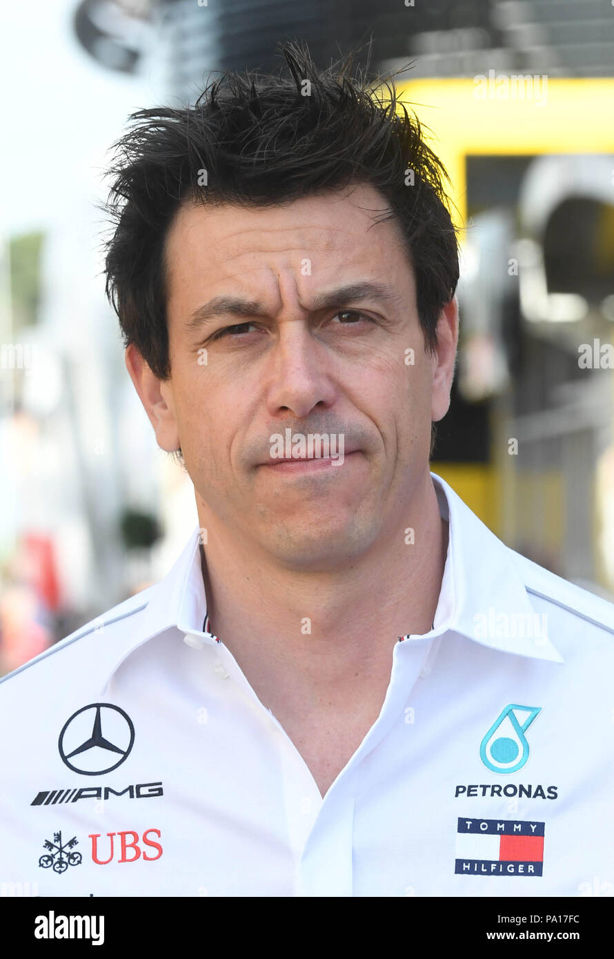 Hockenheim, Deutschland. 20. Juli 2018. Motorsport: Formel 1-Weltmeisterschaft, Deutschen Grand Prix: Toto Wolff, Mercedes "Leiter der Motorsport, Ankunft in den Paddock. Credit: Uli Deck / dpa/Alamy leben Nachrichten Stockfoto