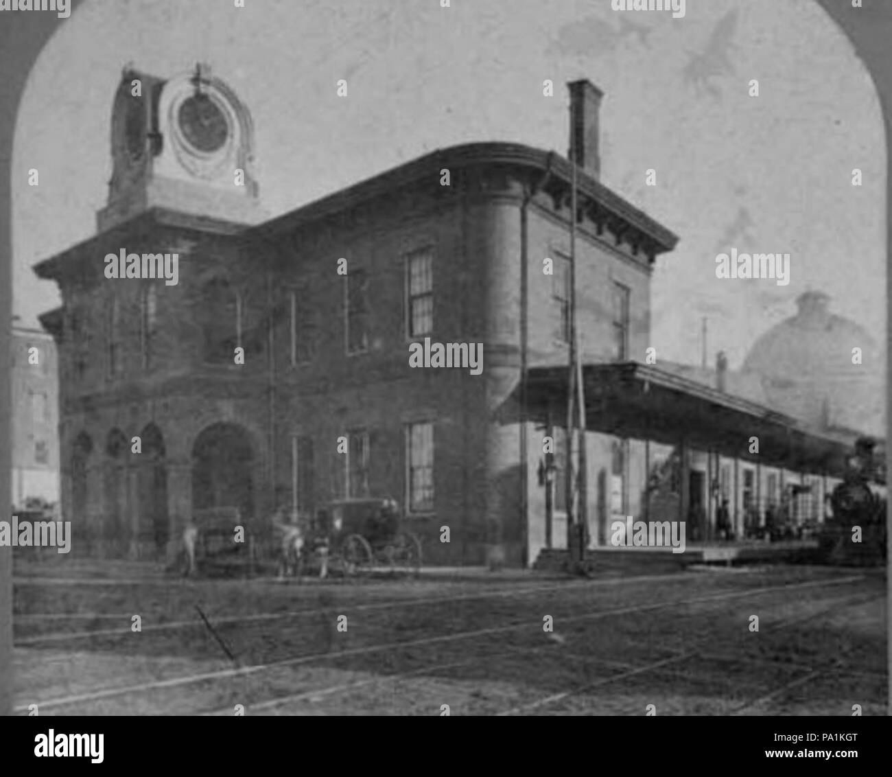 651 Erste Lowell Union Station von stereoskopische Ansicht Stockfoto