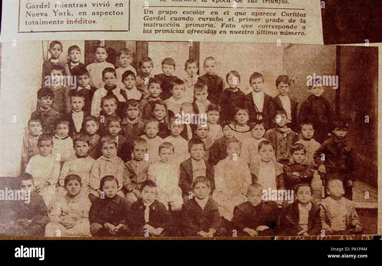 281 Carlitos Gardel cursando el Primer grado de la instrucción primaria Stockfoto