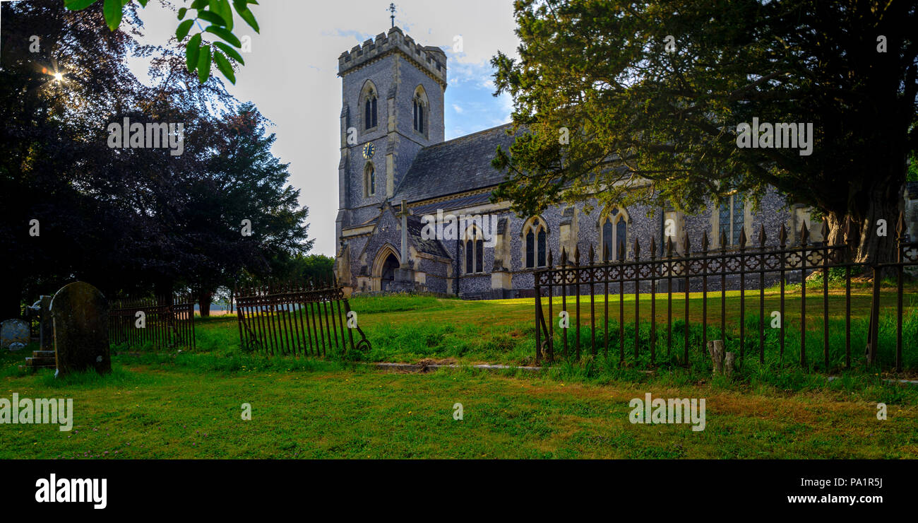 Sommer Blick von St James die evangelische Kirche, West Meon im Meon Valley in der South Downs National Park, Hampshire, Großbritannien Stockfoto
