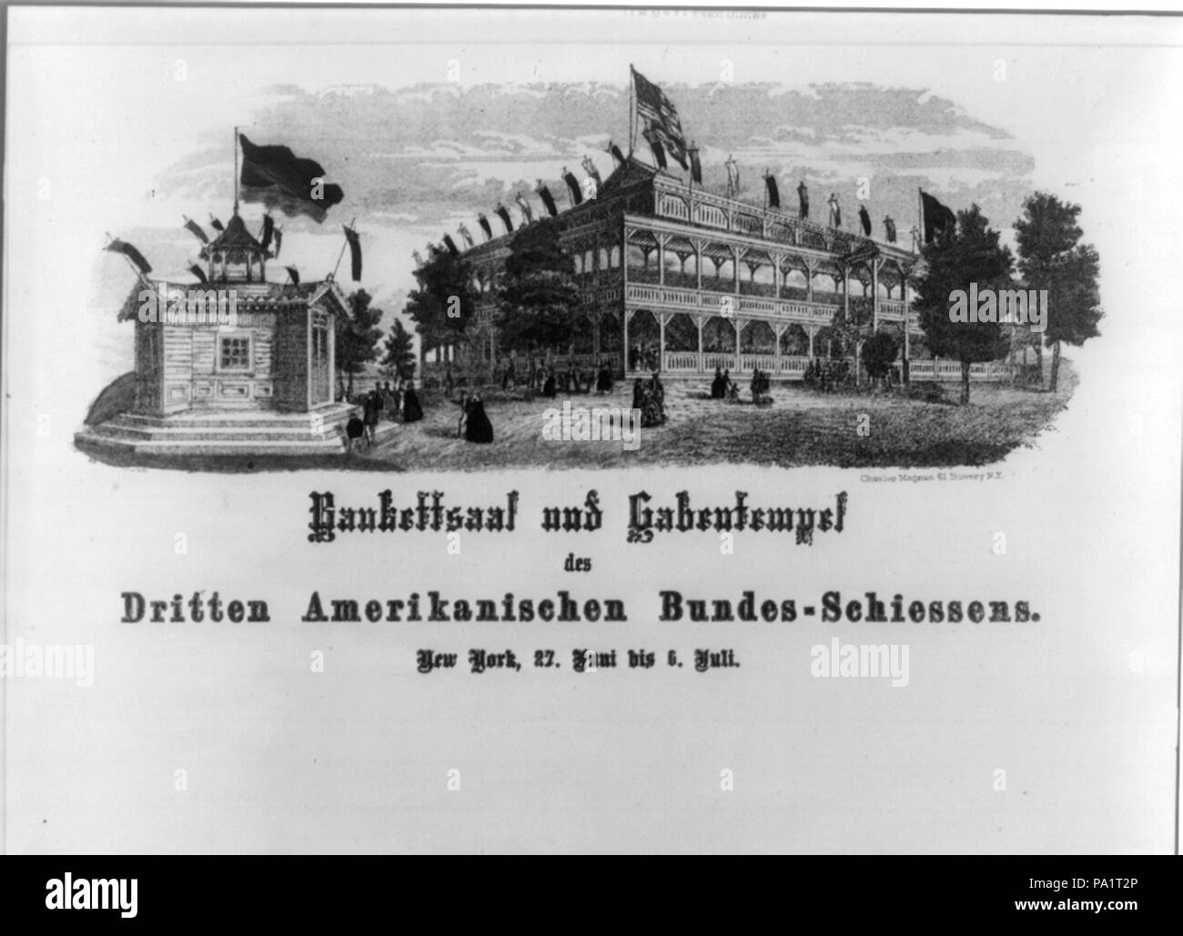 177 Bankettsaal und Gabentempel des Dritten Amerikanischen Bundes-Schiessens. New York, 27. Juni bis 6. Juli LCCN 2003671588 Stockfoto