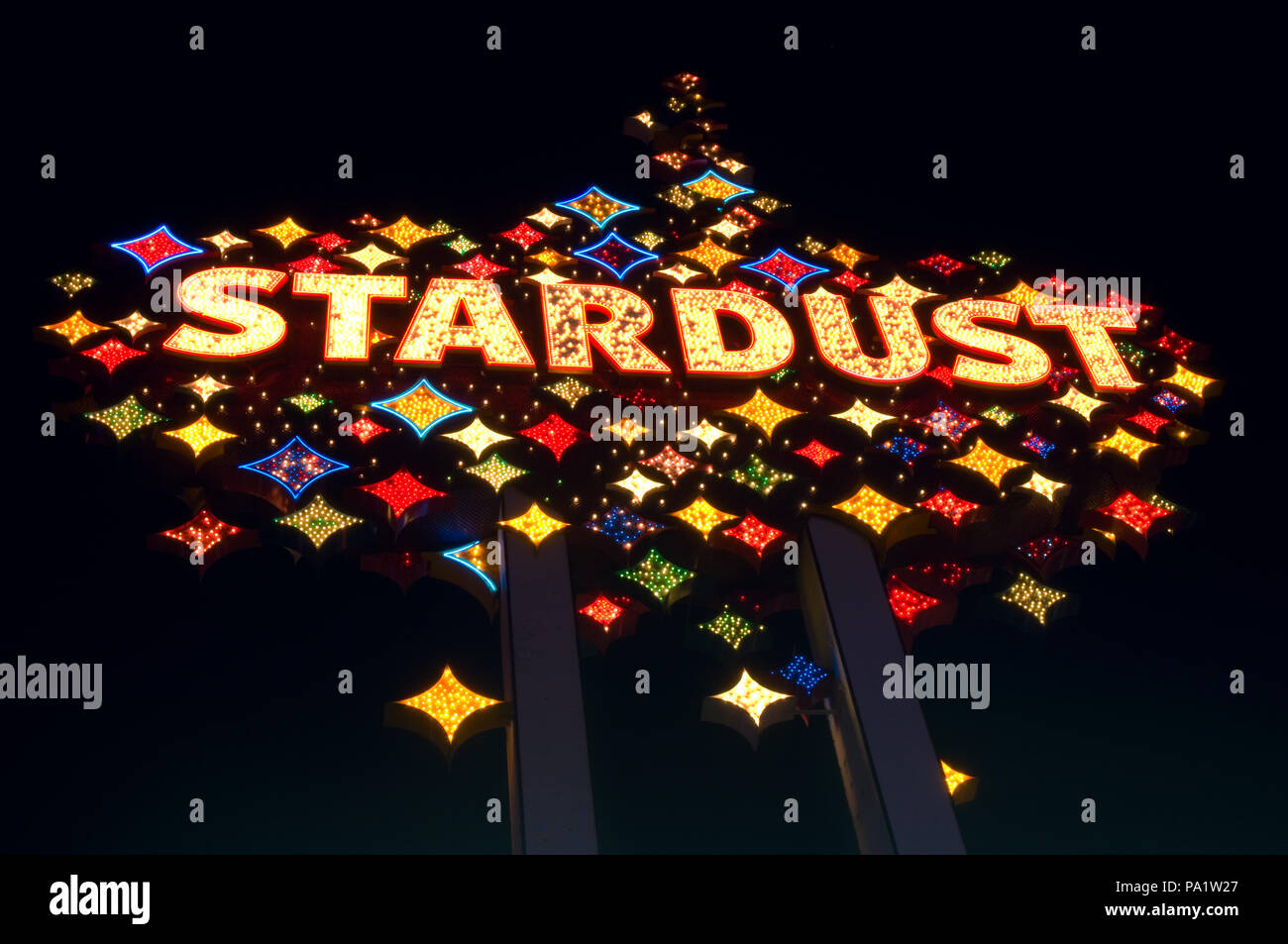 Die Stardust Hotel leuchtet während sein letztes Jahr im Jahr 2006. Stockfoto