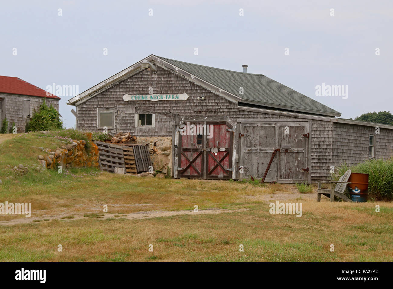 Der Scheune des Corne Hals Bauernhof im Block Island, Rhode Island. Stockfoto