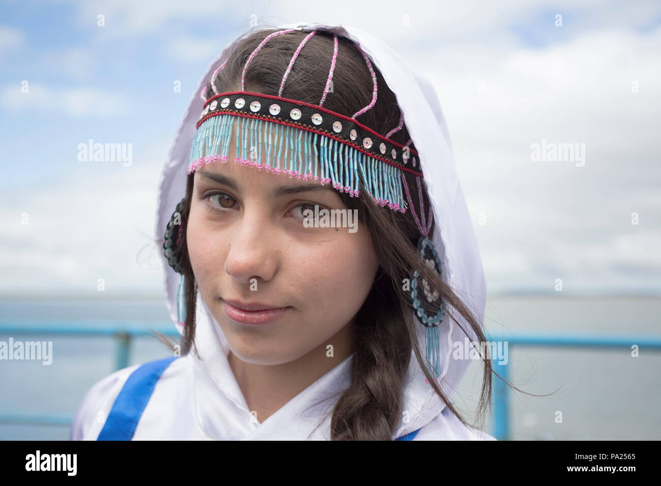 Russische Mädchen in Okhotsk Stockfoto