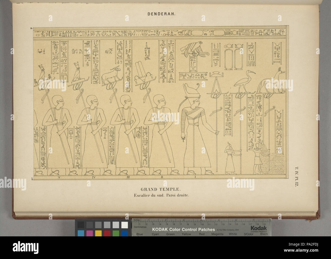 383 Denderah. Grand Temple. Escalier du Sud. Paroi gauche (Nypl b 16461786-1548113) Stockfoto