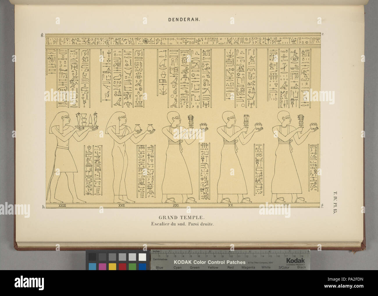 383 Denderah. Grand Temple. Escalier du Sud. Paroi gauche (Nypl b 16461786-1548116) Stockfoto
