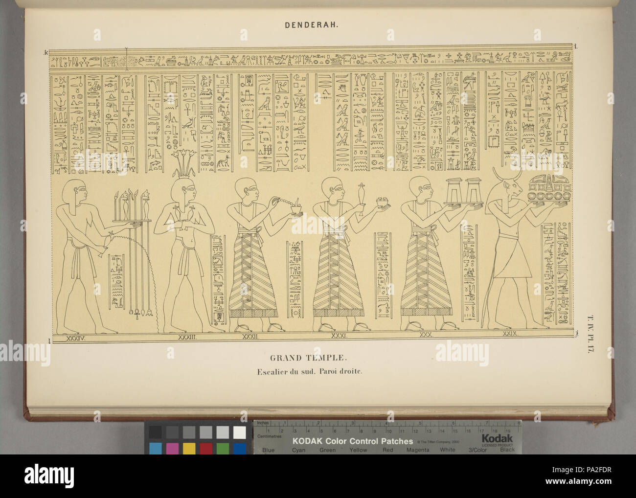 383 Denderah. Grand Temple. Escalier du Sud. Paroi gauche (Nypl b 16461786-1548118) Stockfoto