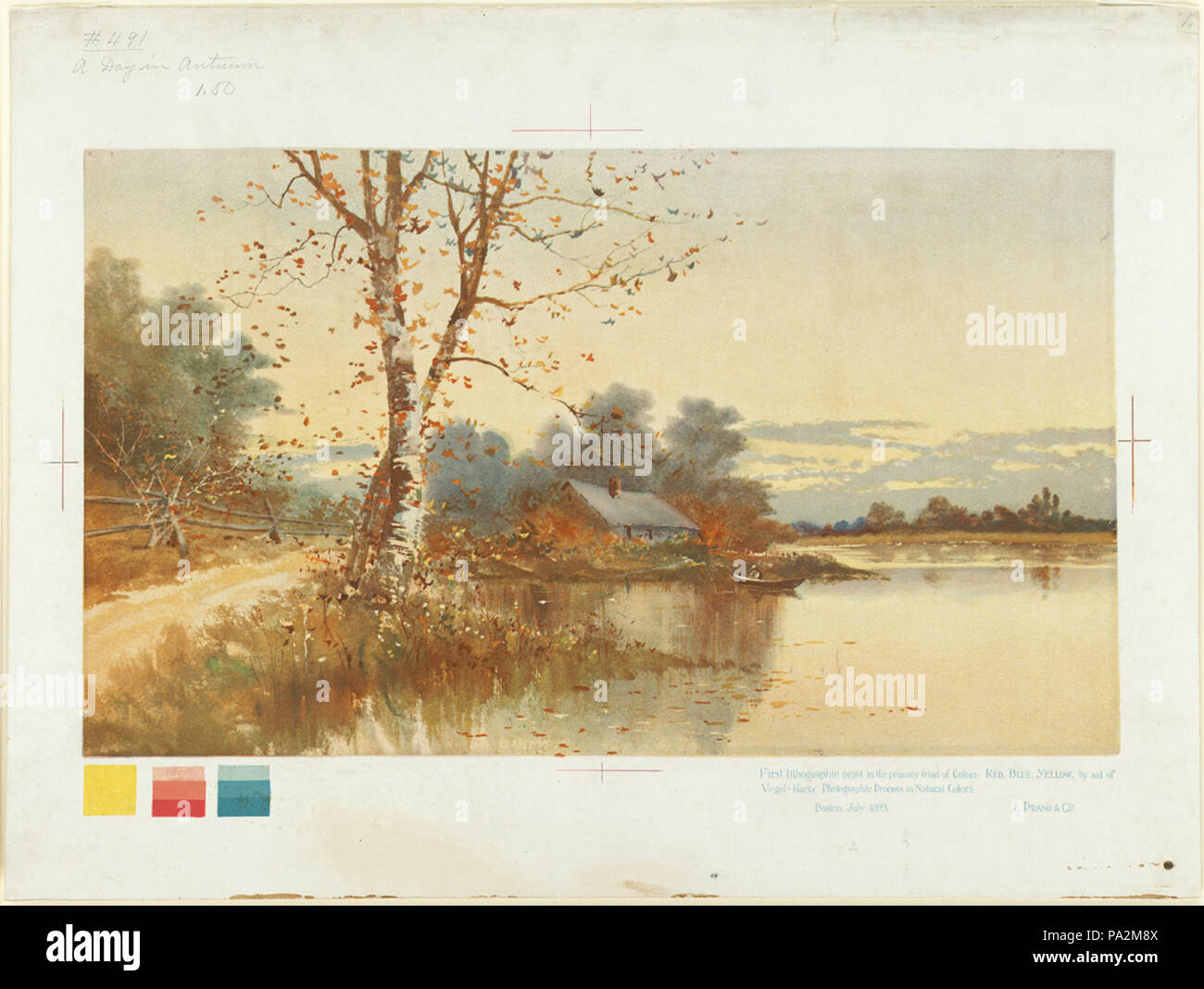 651 Erste lithographischen Drucken in der primären Triade von Farben, die von der Boston Public Library Stockfoto