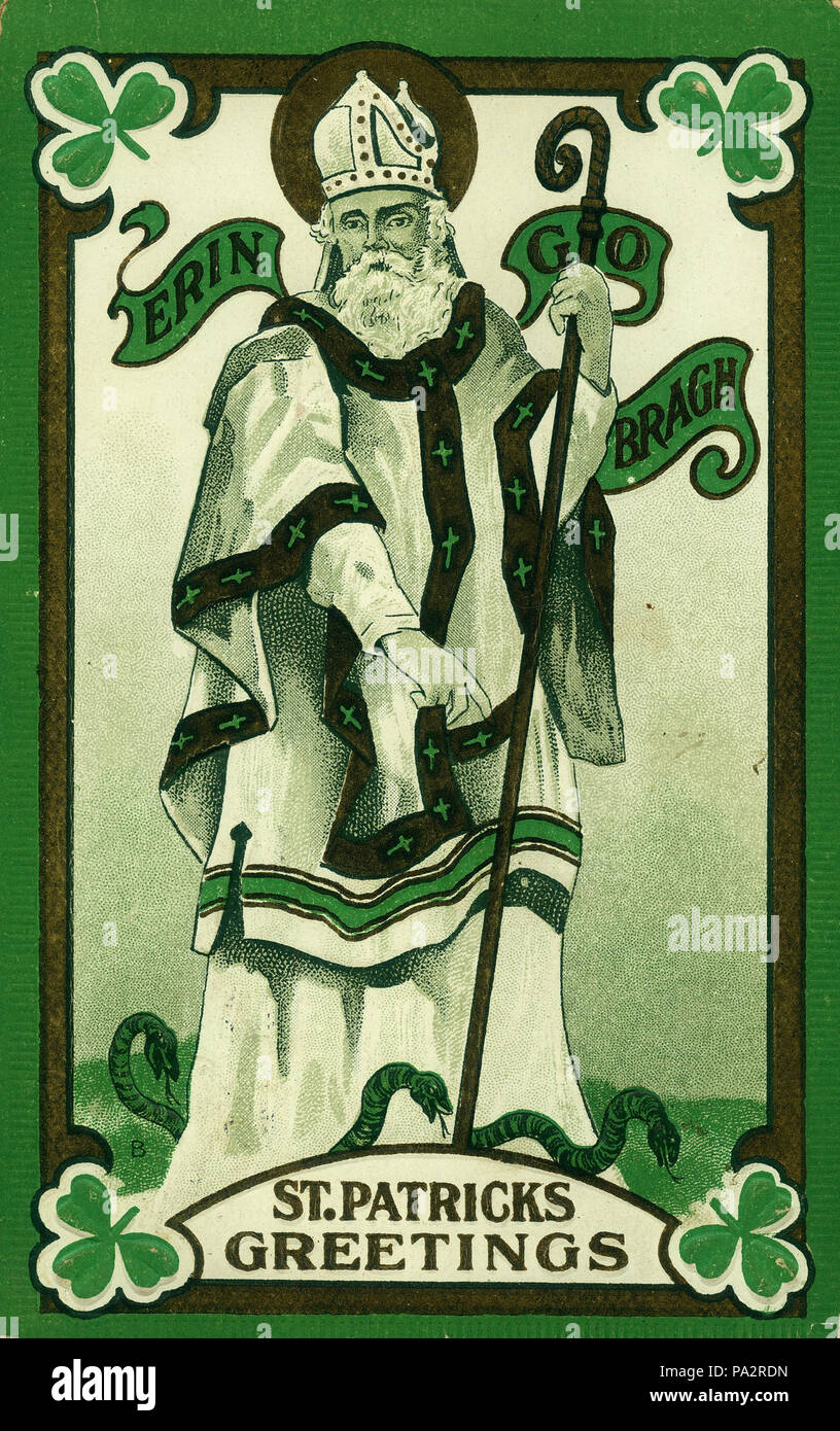 . Englisch: Titel: 'Erin Go Braugh. St. Patrick's Grüße." ca. 1909 2 "Erin Go Braugh. St. Patrick's Grüße." Stockfoto