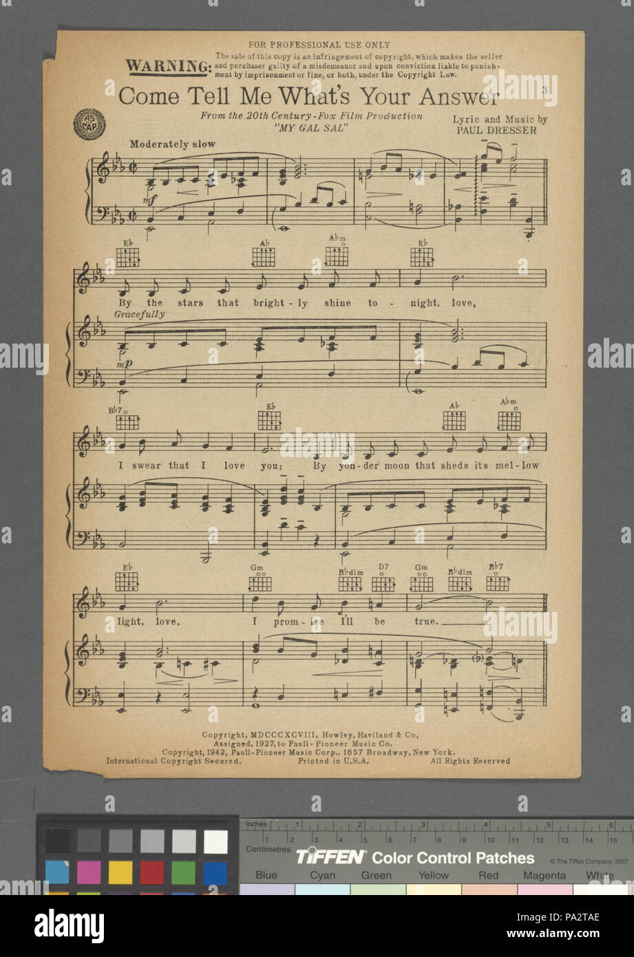 339 kommen, sagen Sie mir, was ist Ihre Antwort (NYPL Hades -610001-1255604) Stockfoto