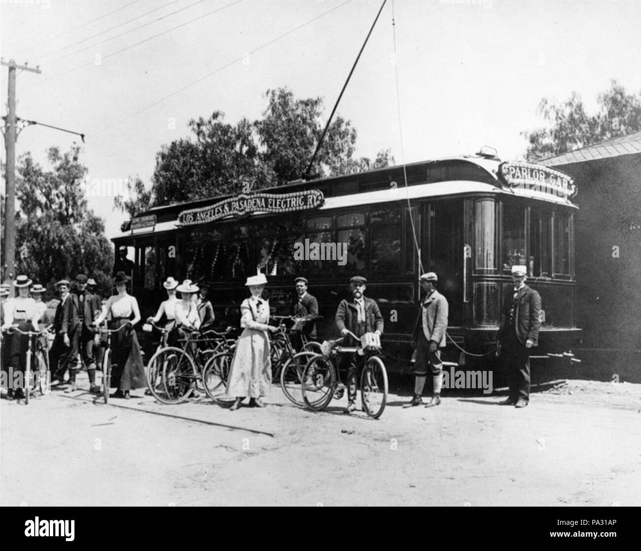 23 1894, Los Angeles & Amp; Pasadena Railway Company salon Auto die Altadena station Stockfoto