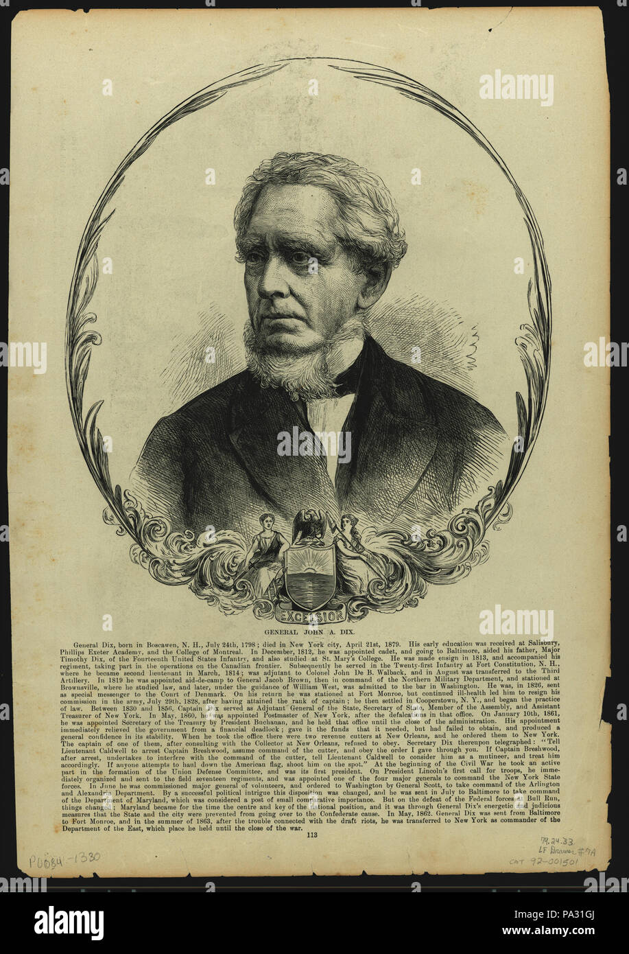 3 "Allgemeine John A. Dix" (Union) Stockfoto