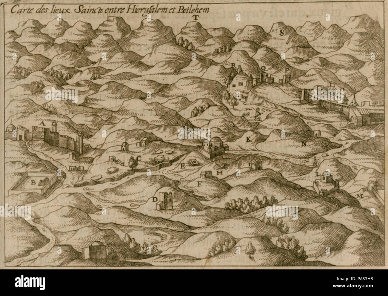 283 Carte de lieux Saincts entre Hierusalem et Betlehem - Beauvau Henri De - 1615 Stockfoto