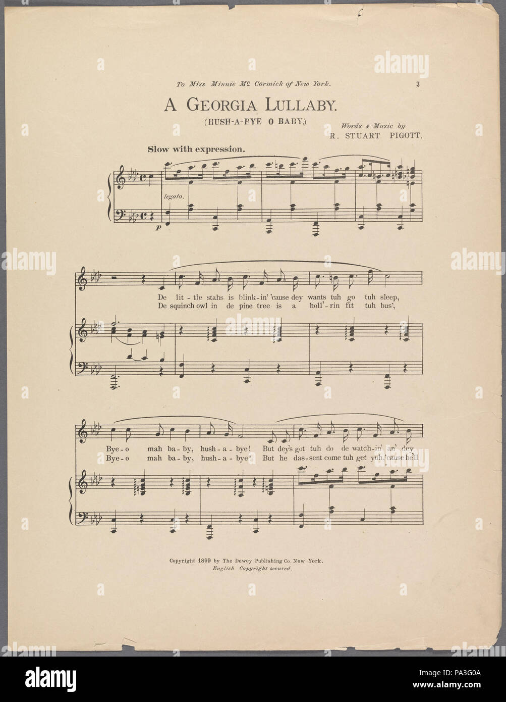 80 EINE Georgia Lullaby (Hush-a-bye o'-Baby) (NYPL Hades -608784-1966755) Stockfoto