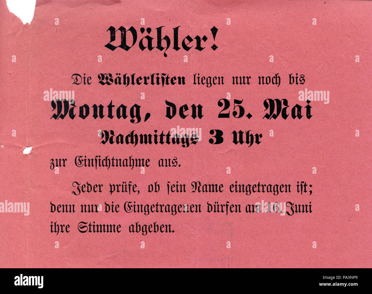 26 1903 rtw spd Wahllisten Stockfoto