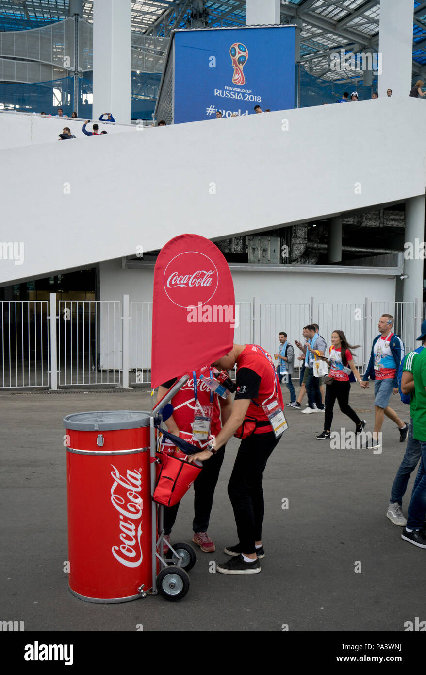 Coca-cola Verkauf Punkt bei Stadion in Nischni Nowgorod, Russland während der Fußball-WM 2018, Russland Stockfoto