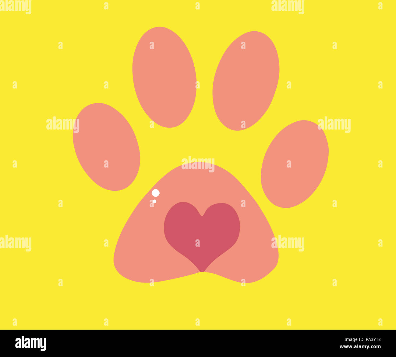 Paw pet Cartoon Illustration, Logo Design. Stockfoto