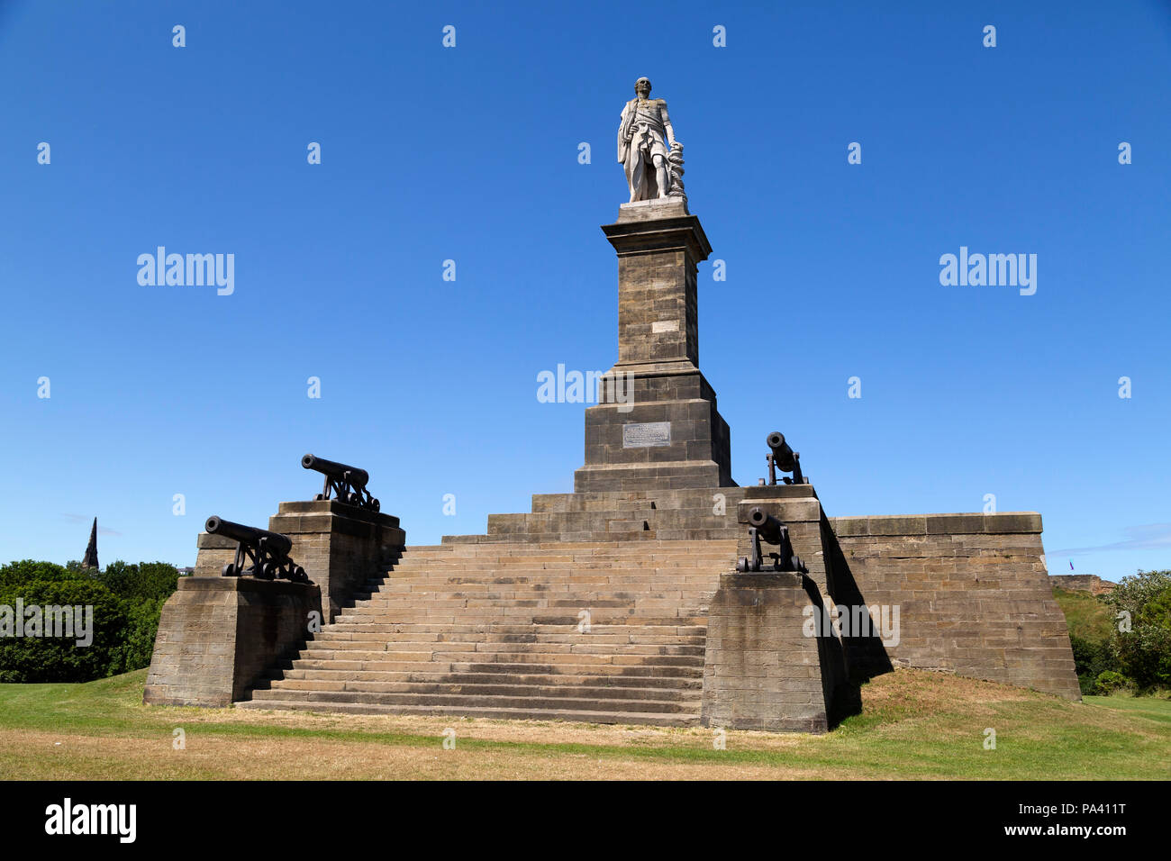 Admiral Lord Collingwood Denkmal in Tynemouth, North East England. Cuthbert Collingwood (1748 - 1810) in der Royal Navy bei Trafalgar serviert. Stockfoto