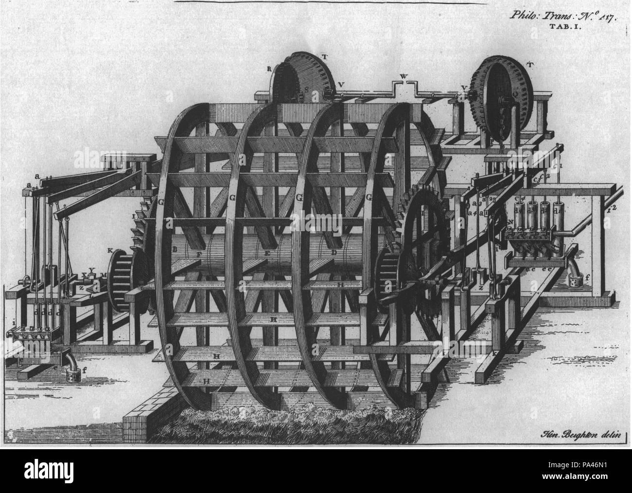 384 Darstellung der London Bridge Wasserwerk von 1731 Stockfoto