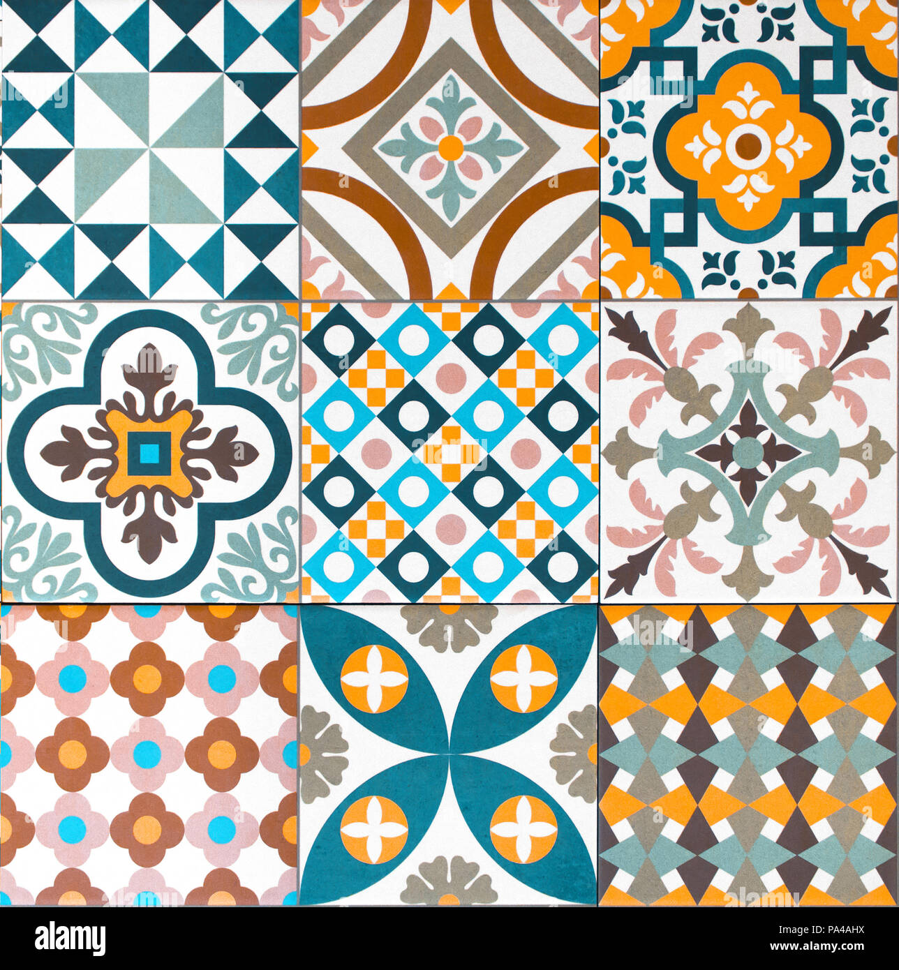 Bunte, dekorative Fliesen Muster patchwork Design Stockfoto