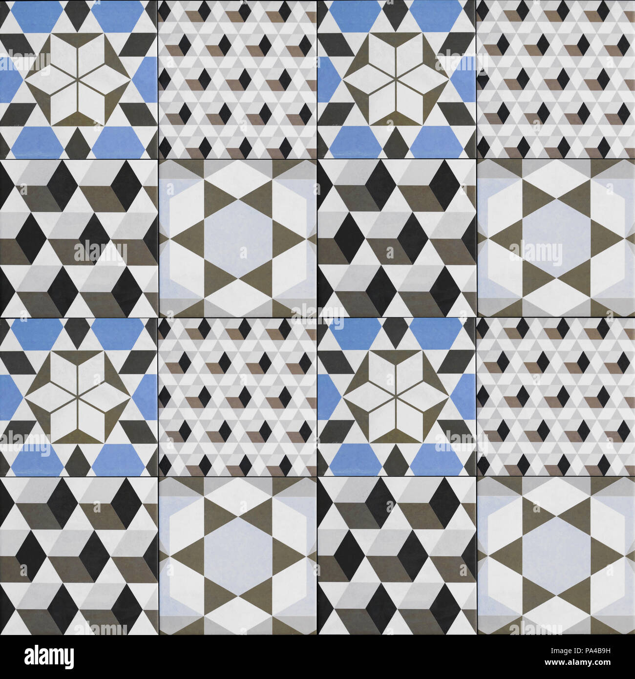 Fliese Muster - Geometrische patchwork Design, dekorative Fliesen Stockfoto