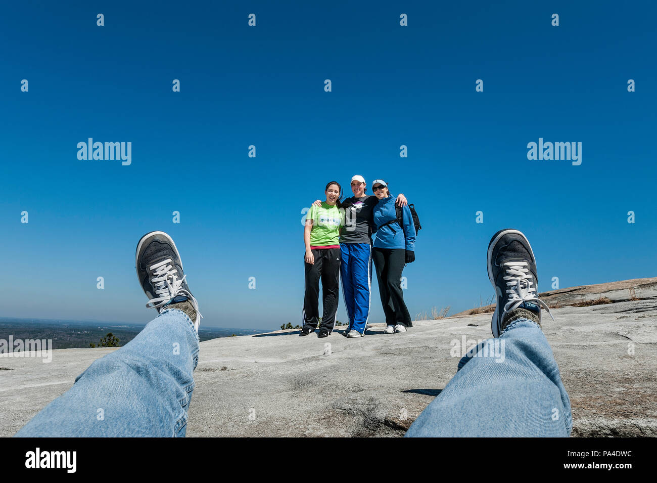 Selfie Gruppe Snapshot, Stone Mountain, Georgia, USA. Stockfoto