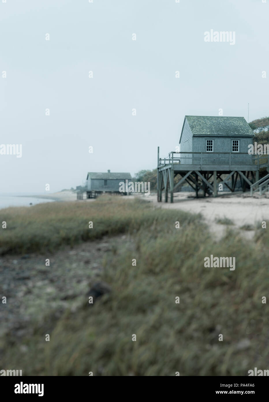 Rustikale Bootshaus am Strand, Chatham, Cape Cod, Massachusetts, USA. Stockfoto