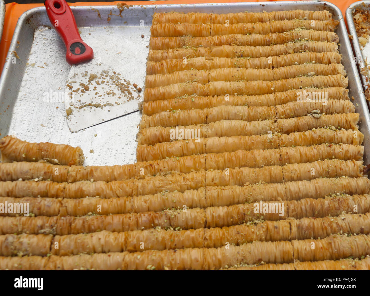 Baklava in einer Pfanne Stockfoto
