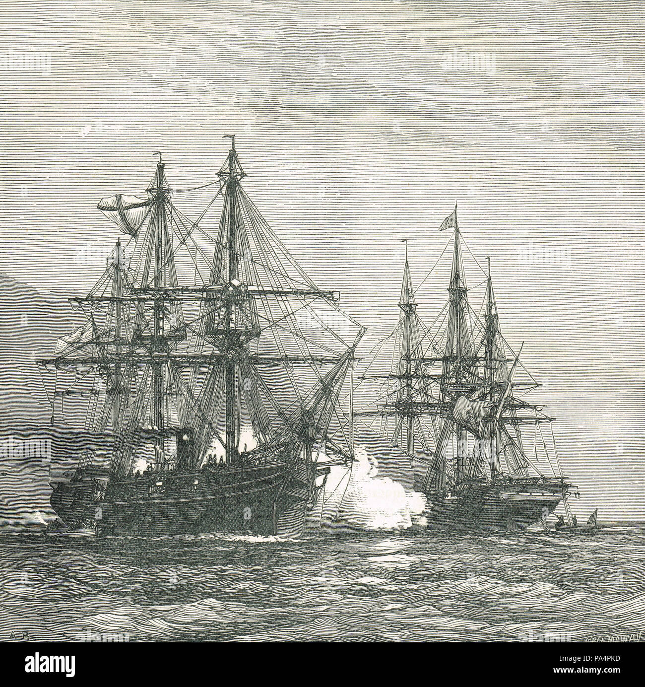 Erfassen der Türkischen dampfer Mercene durch Russland, vom 23. Dezember 1877, während des Russisch-türkischen Krieges 1877-78 Stockfoto