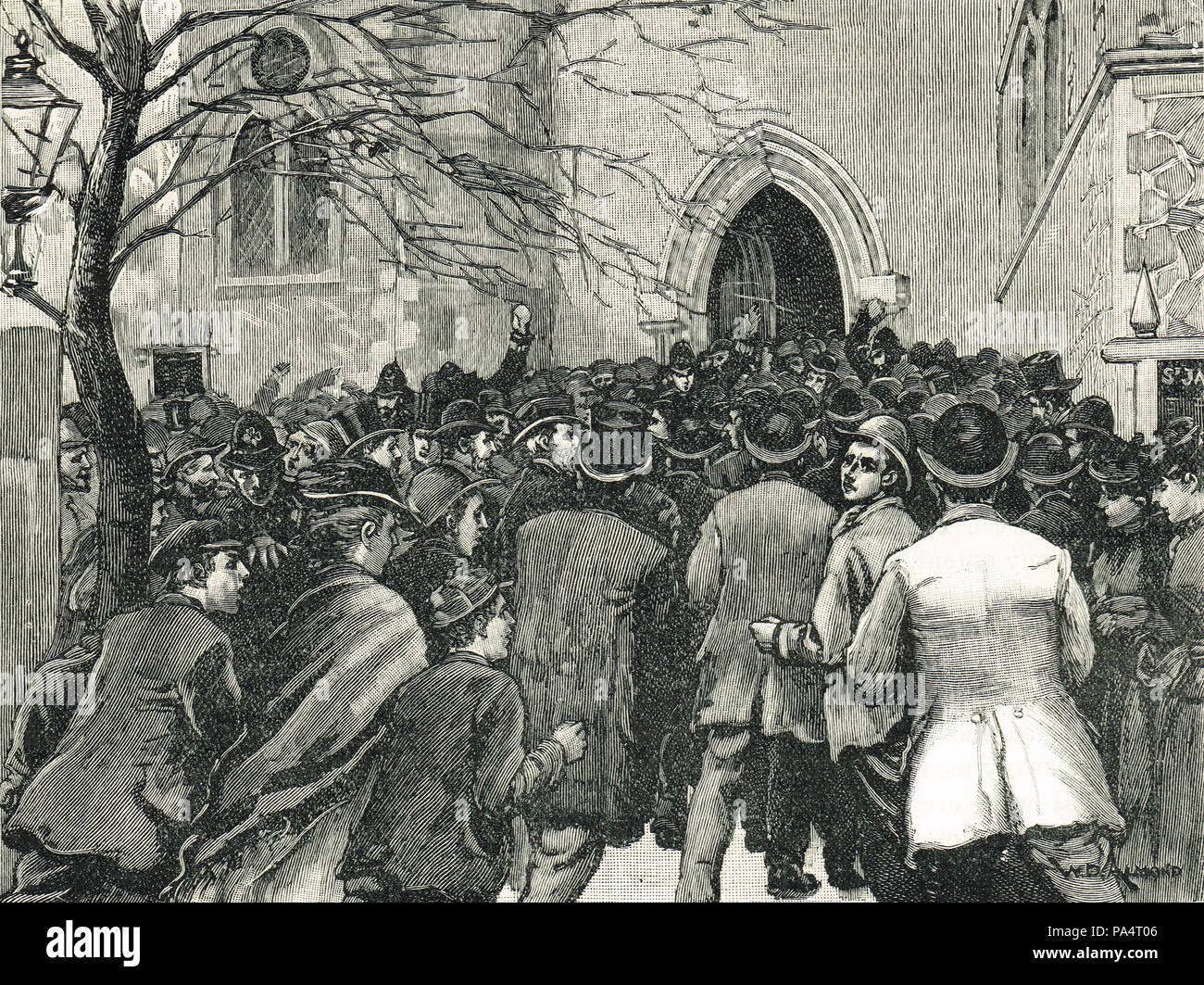Aufruhr in der Kirche St. Jakobus, Hatcham, 1877, Proteste an den Praktiken von Arthur Zahn, ritualist Priester in der Kirche von England. Stockfoto
