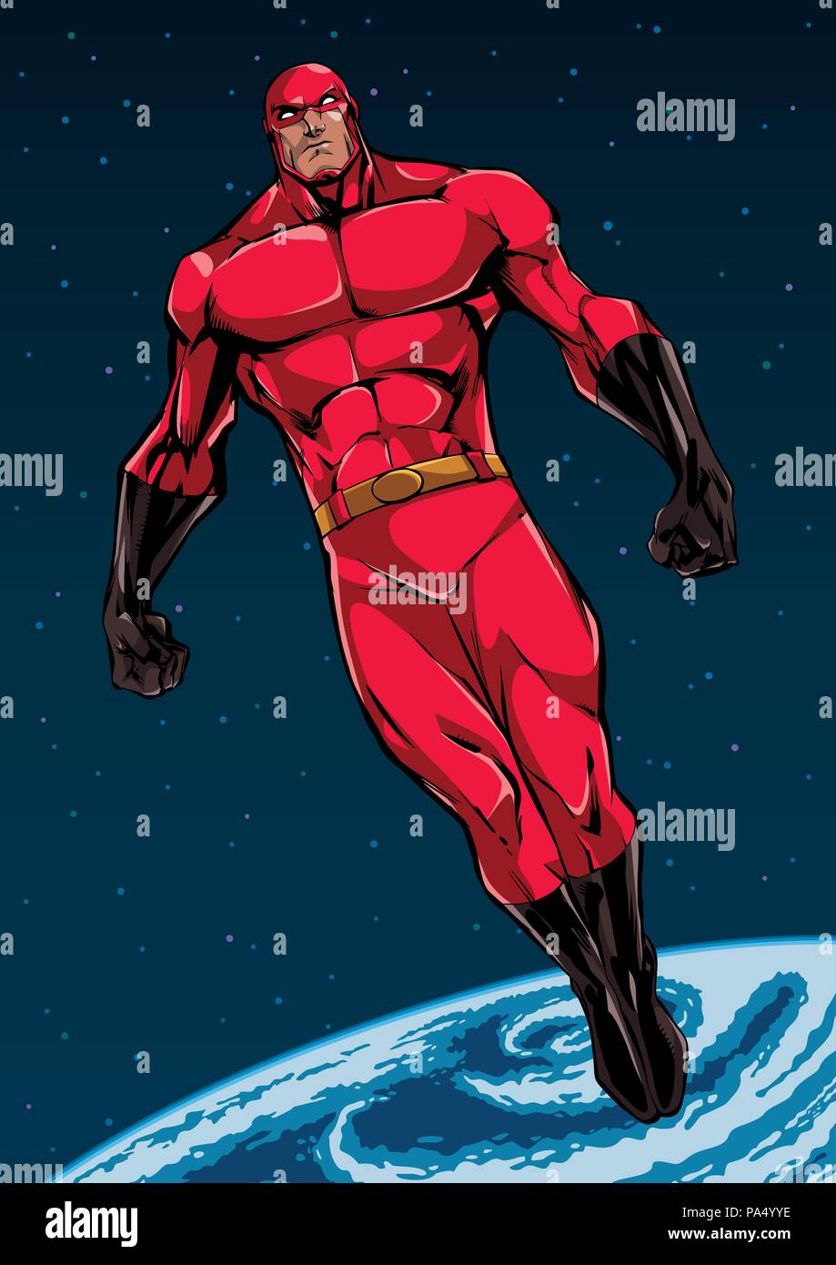 Superhelden Fliegen im Raum Stock Vektor