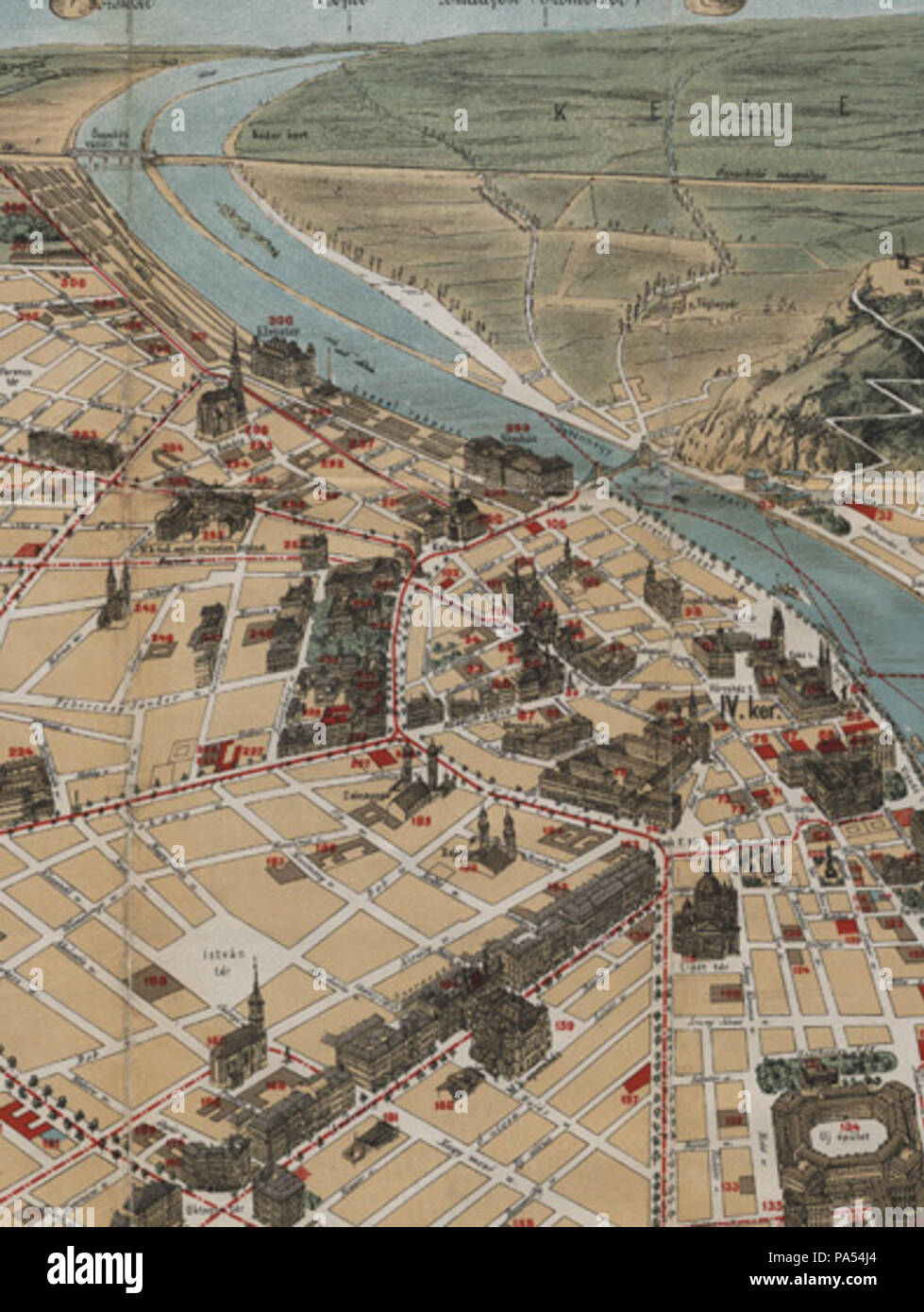 254 Budapest 1896 térkép Stockfoto