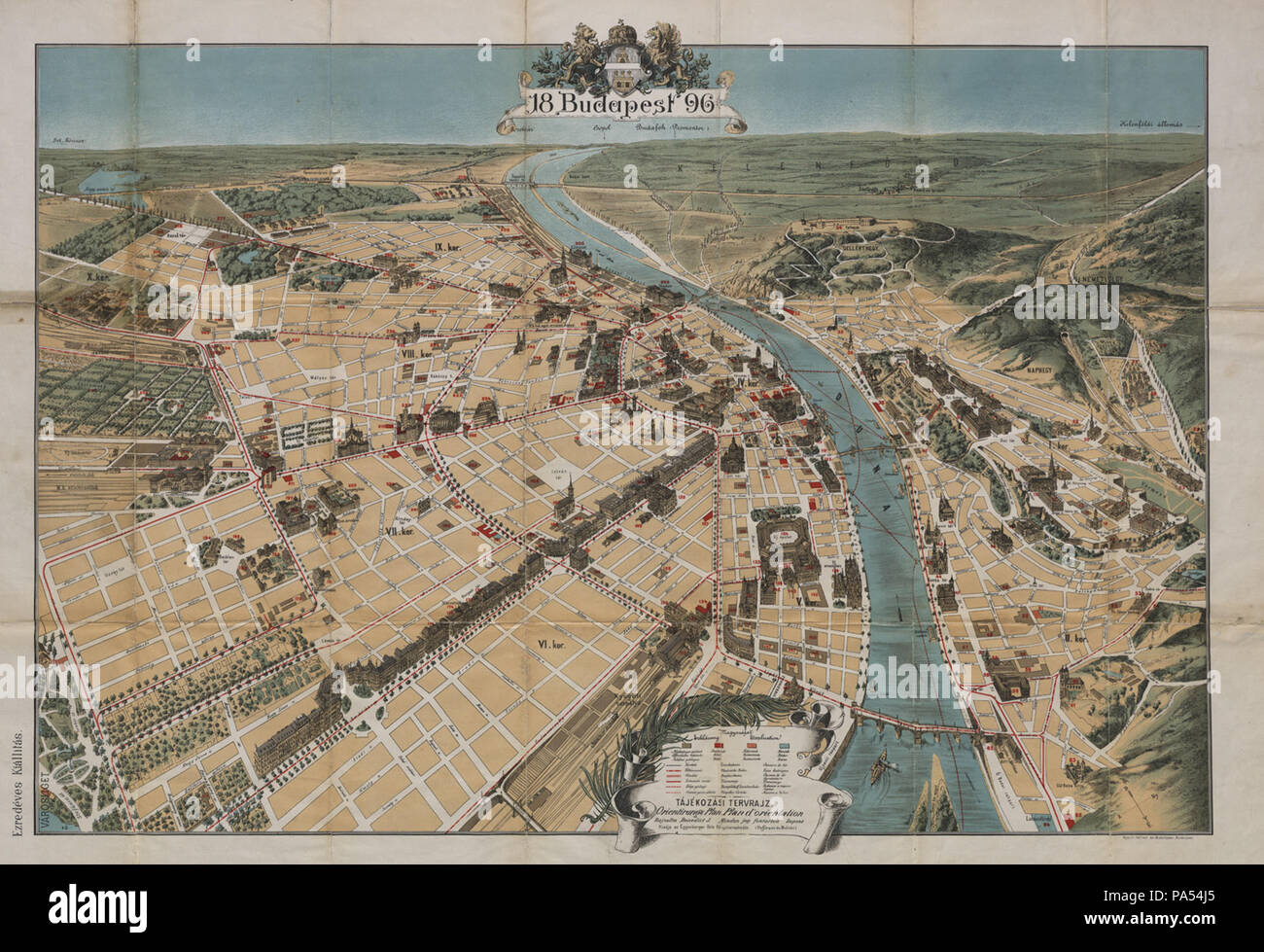 254 Budapest tájékozási tervrajza, 1896 Stockfoto