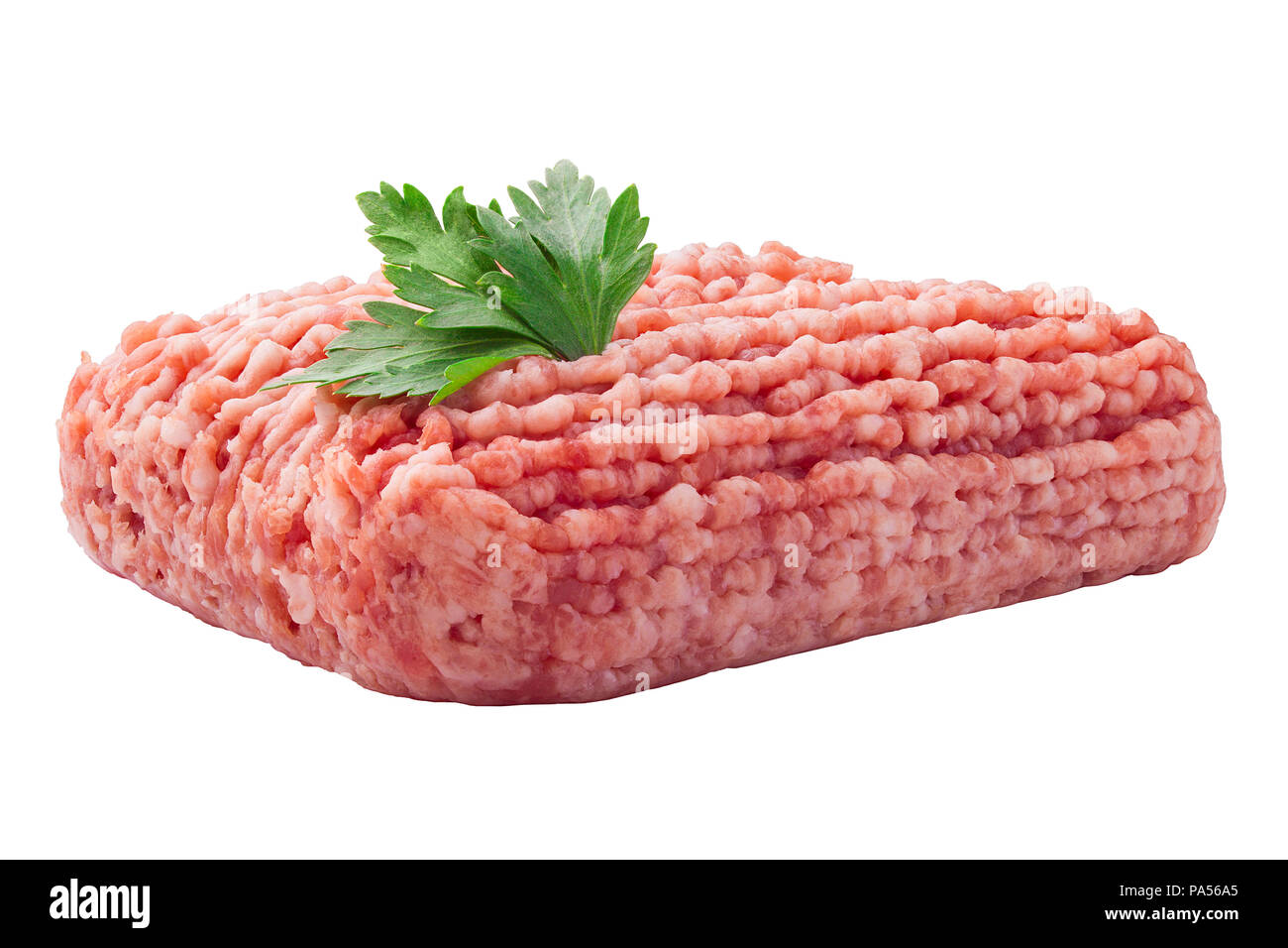 Hackfleisch, Schweinefleisch, Rindfleisch, forcemeat, Beschneidungspfade, auf w isoliert Stockfoto