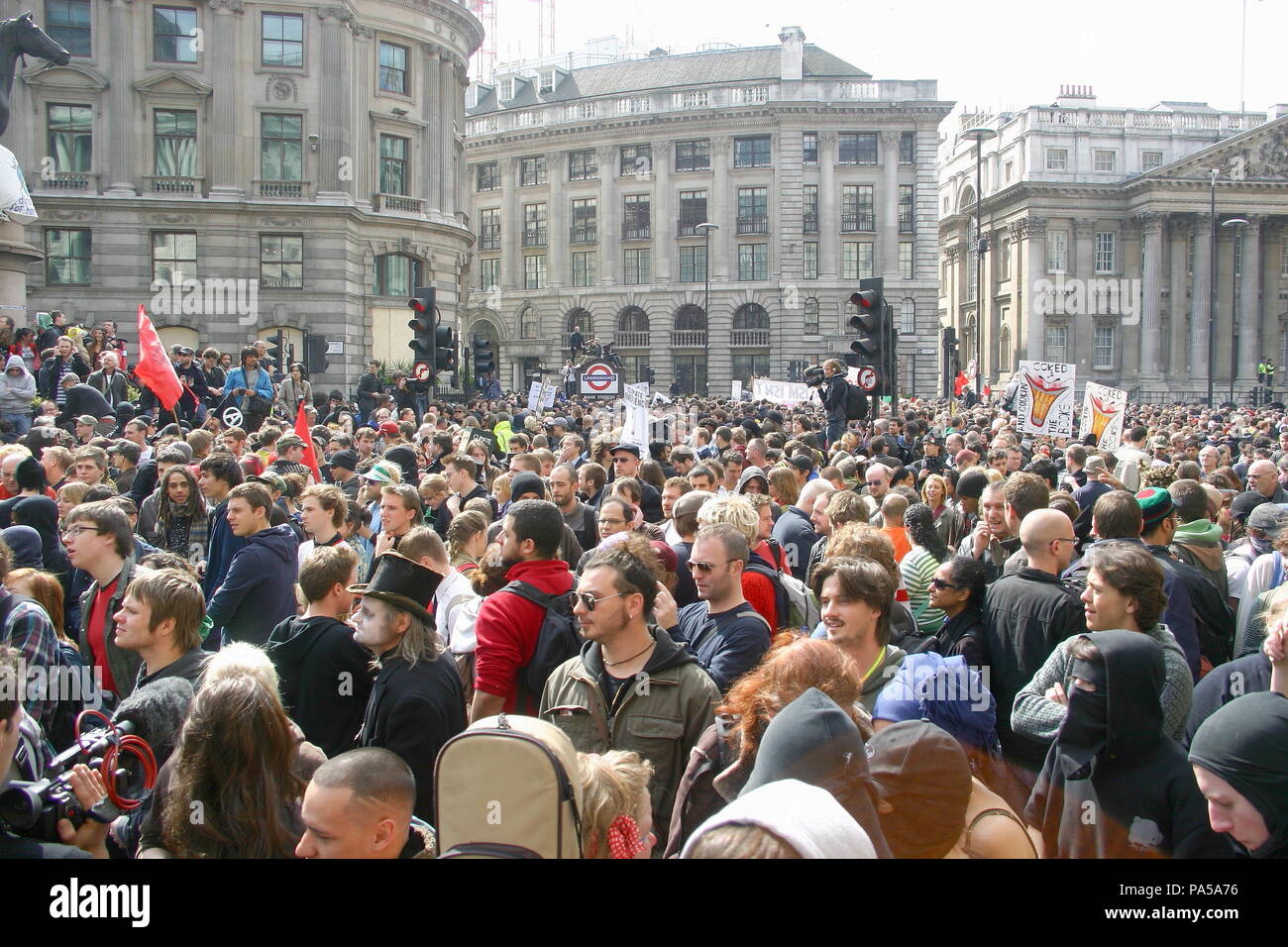 Anti kapitalistischen Demonstration an der Bank, London, UK. Stockfoto