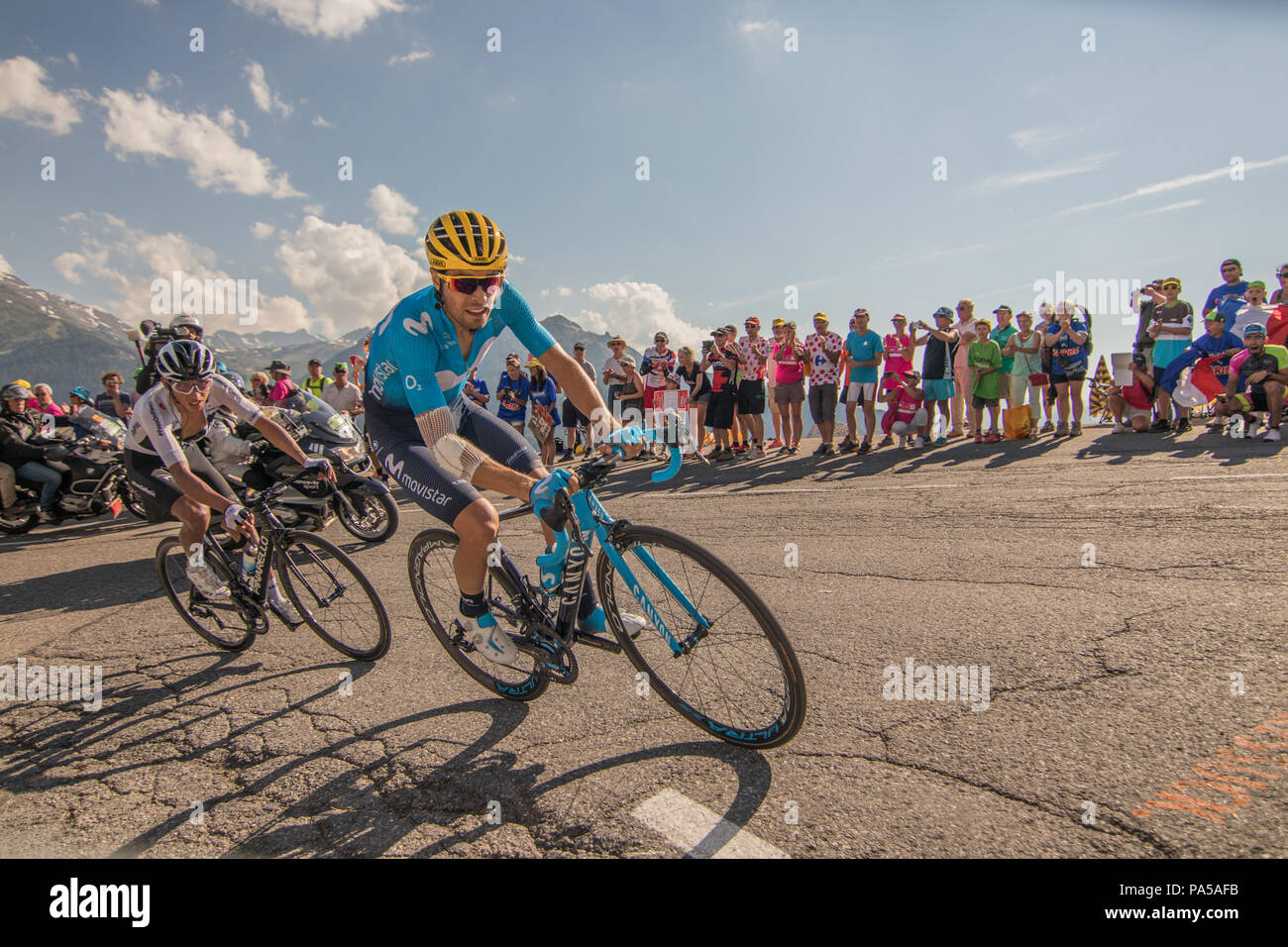 Mikel Landa und Egan Bernal Tour de France 2018 Radsport Stadium 11 La Rosiere Rhone Alpes Savoie Frankreich Stockfoto