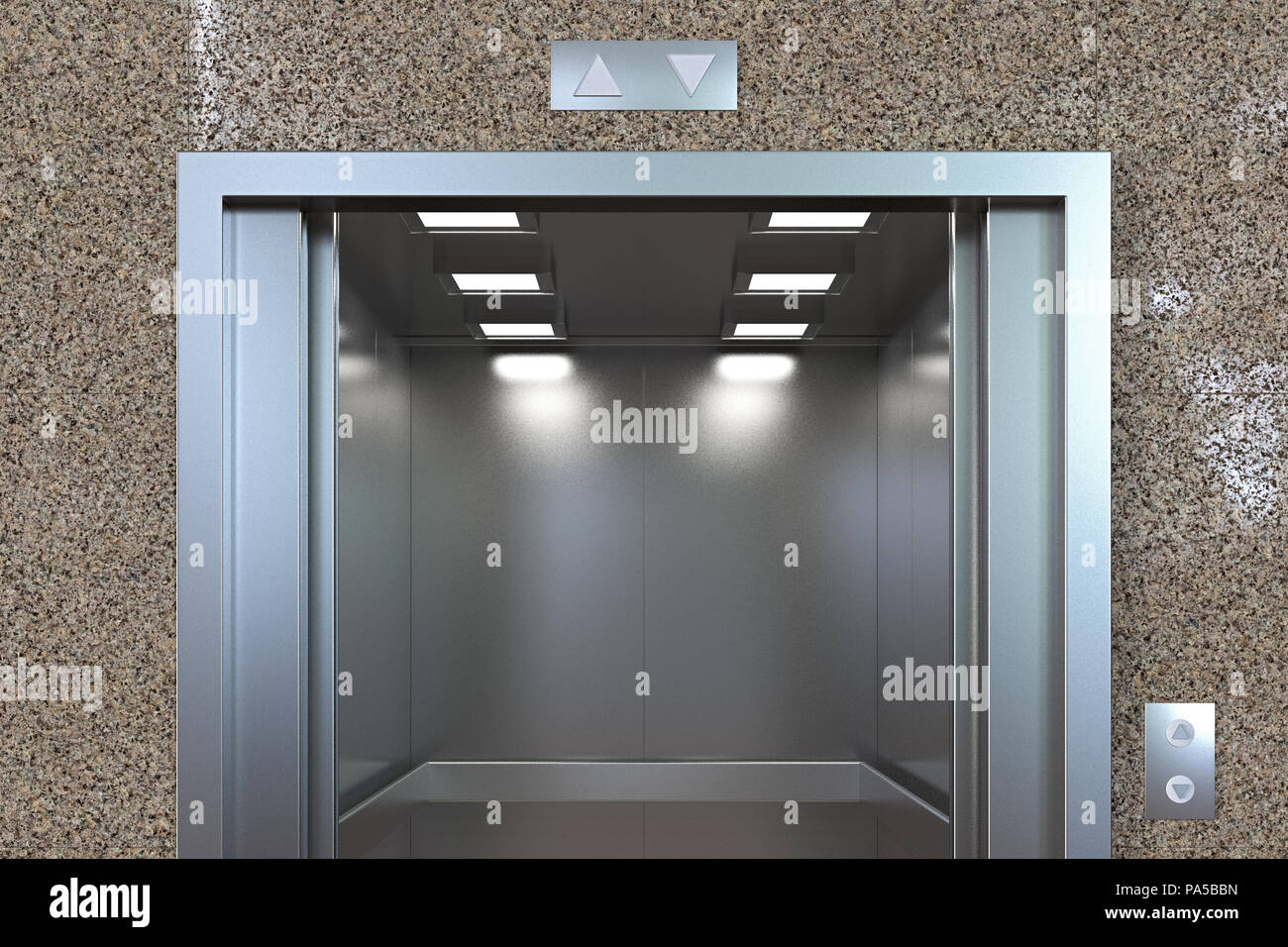 Leere Aufzugskabine Mit Offenen Turen Schliessen 3d Darstellung Stockfotografie Alamy