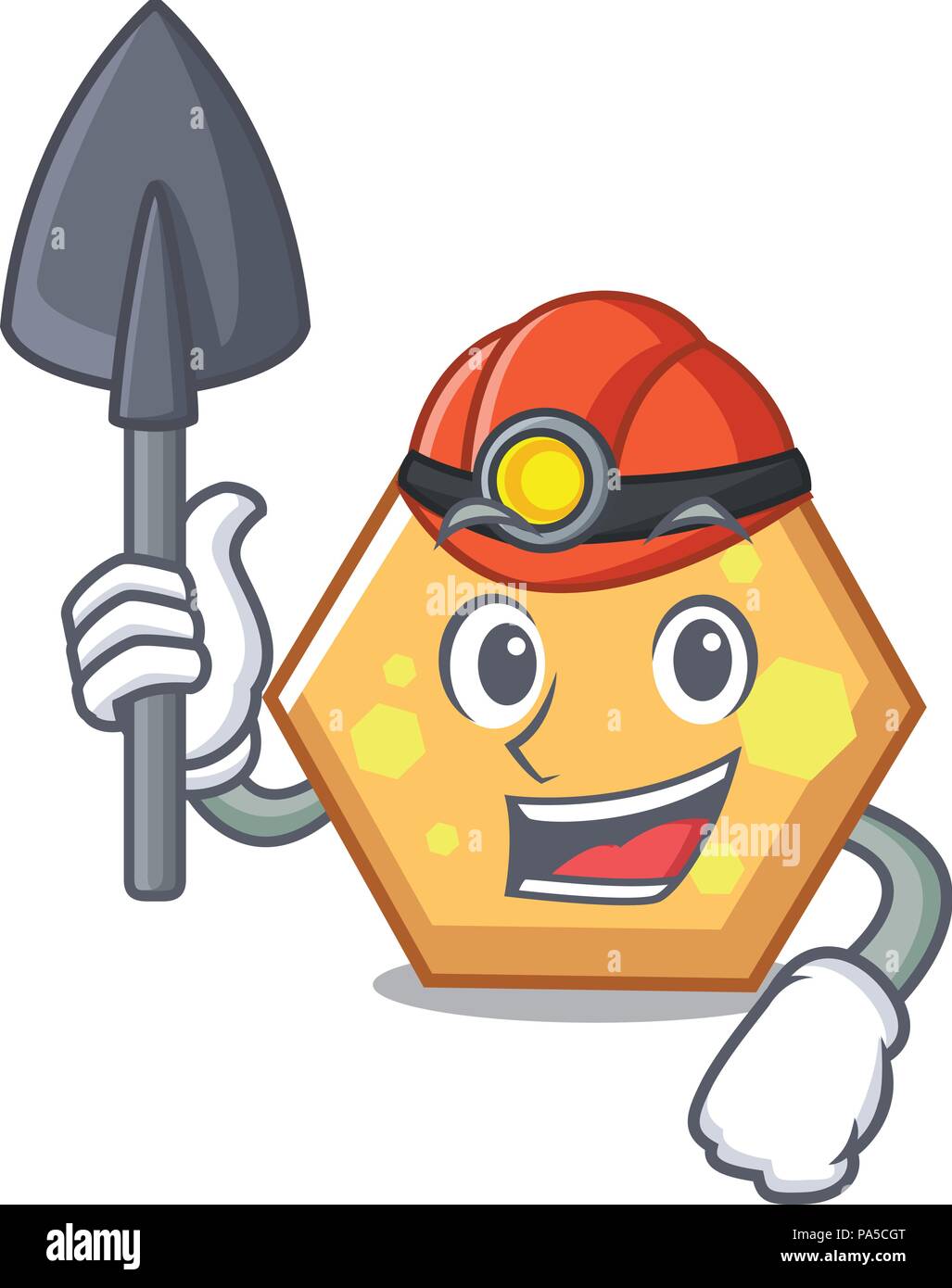 Miner hexagon Maskottchen Cartoon Stil Vector Illustration Stock Vektor