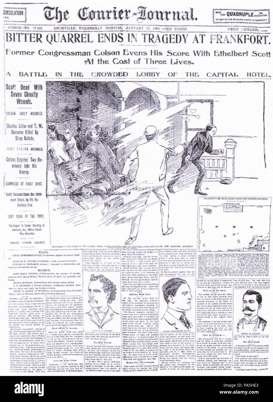 338 Colson Scott Fehde Frankfort Tragödie Kentucky 1900 Stockfoto