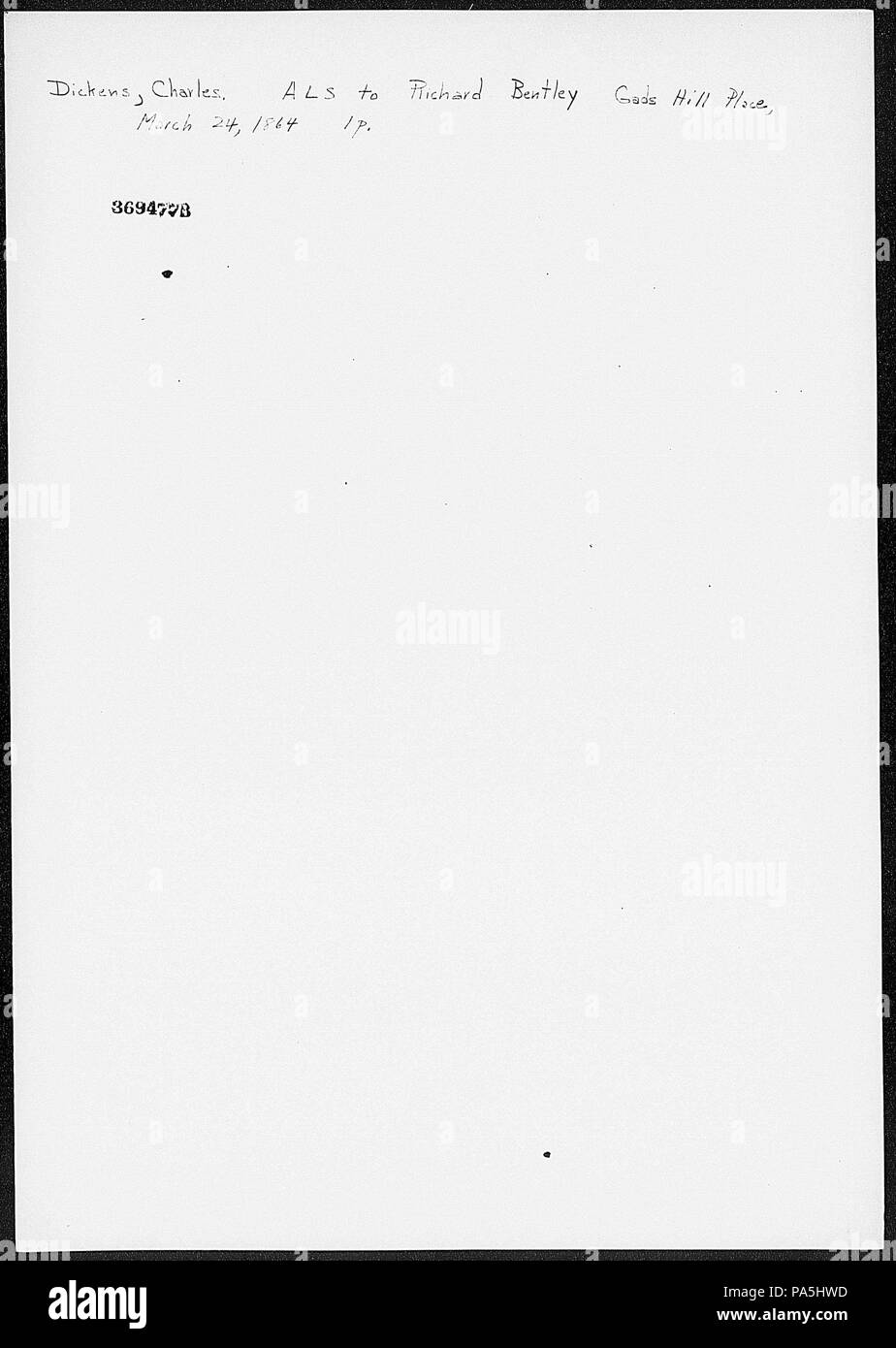 196 Bentley, Richard. ALS bis 1864 März 24 (Nypl b 15893398-5110223) Stockfoto