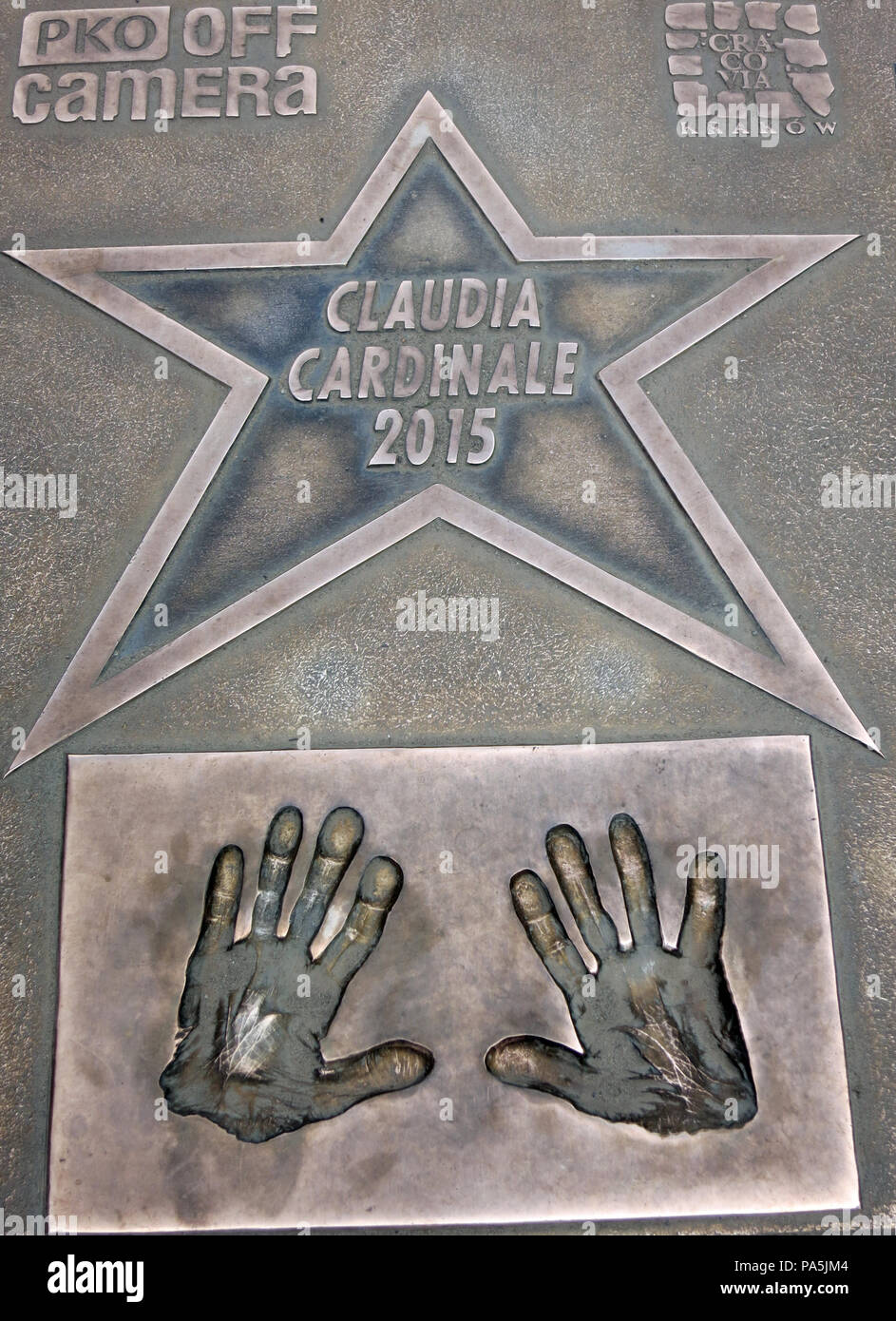 Handabdrücke von Claudia Cardinale, Walk of Fame, Krakau, Polen Stockfoto