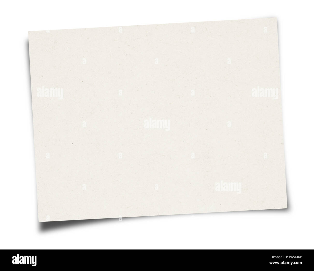 Weißes Blatt Papier auf weißem Hintergrund Stockfoto