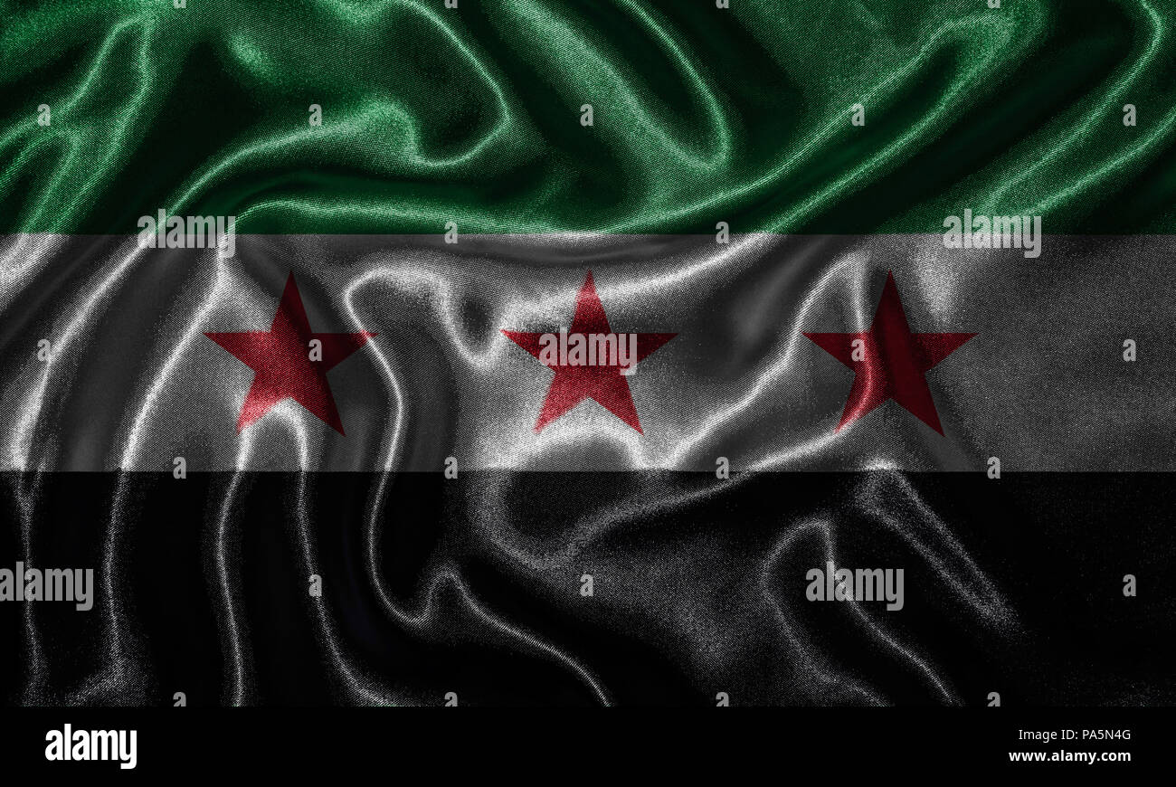 Syrien Fahne - Fabric Flagge Syrien Land-, Hintergrund- und Hintergrundbild  von wehende Flagge von Textilien Stockfotografie - Alamy
