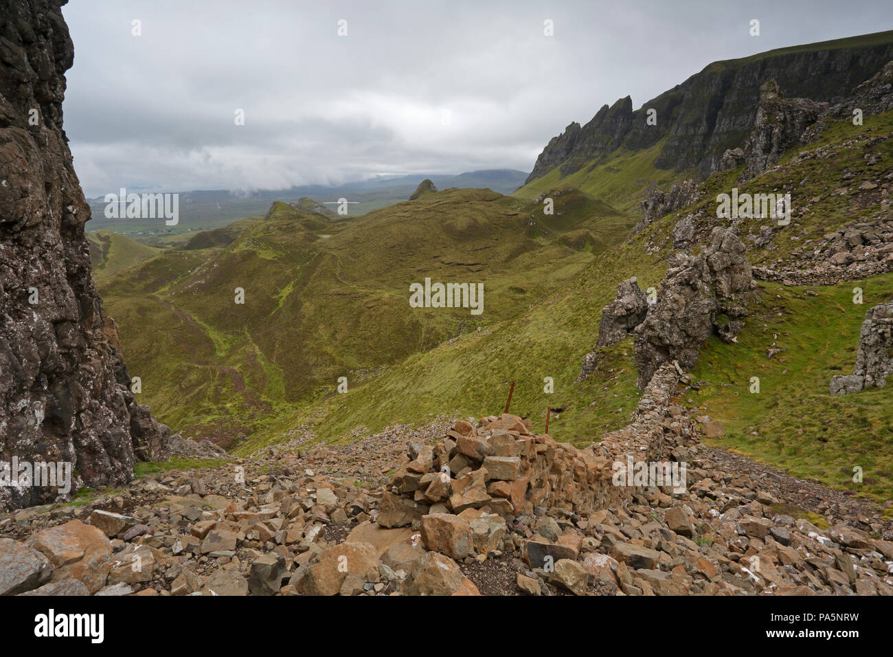 Quiraing reichen von MacClouds Tabelle Isle of Skye Schottland Stockfoto