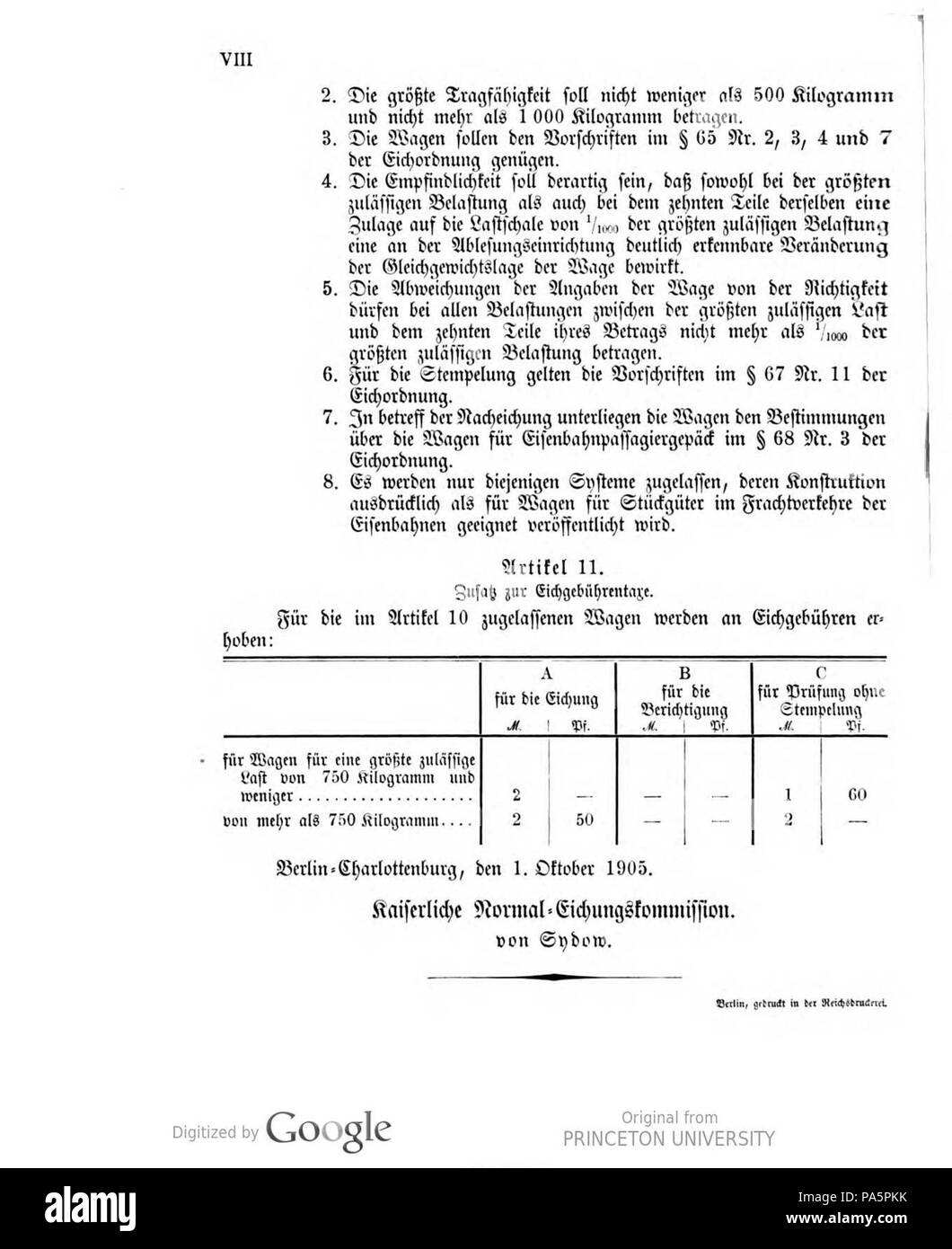 416 Deutsches Reichsgesetzblatt 1905 043 VIII. Stockfoto