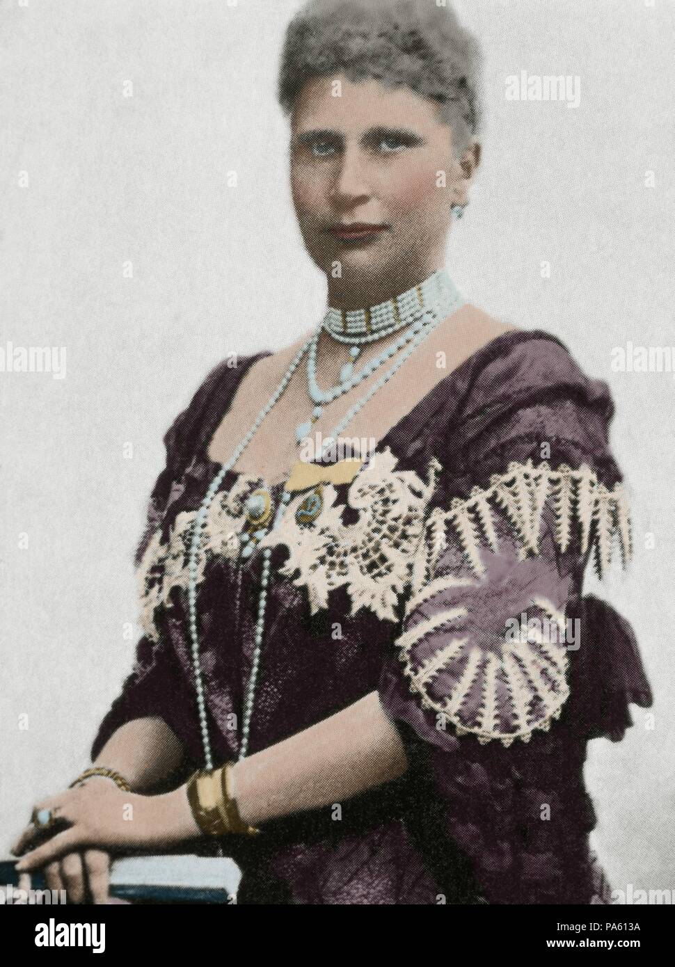 Louise von Schweden (1851-1926). Königin von Dänemark als die Frau von König Friedrich VIII. Porträt. Fotografie. Gefärbt. Stockfoto
