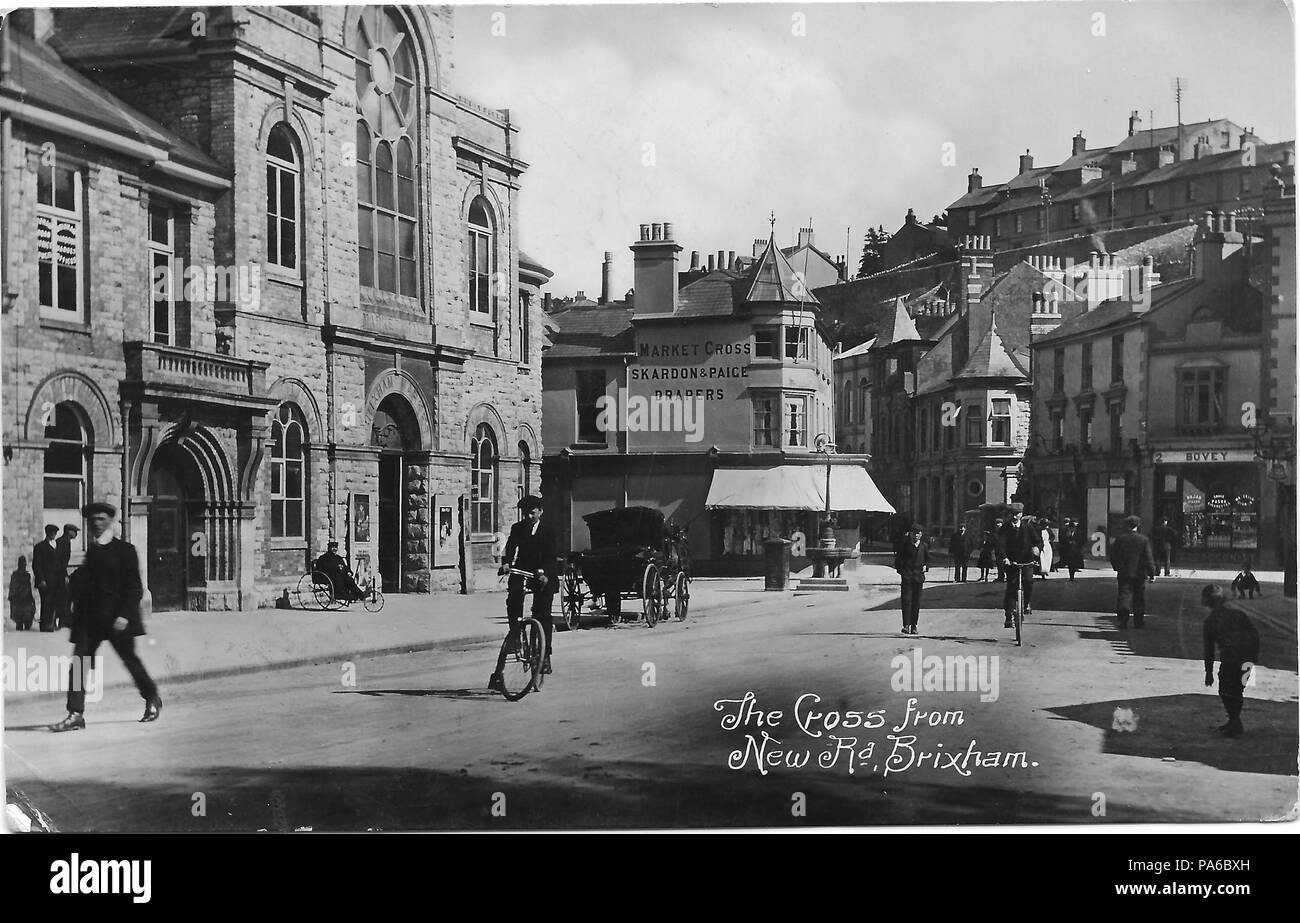 249 Brixham das Kreuz Postkarte Stockfoto