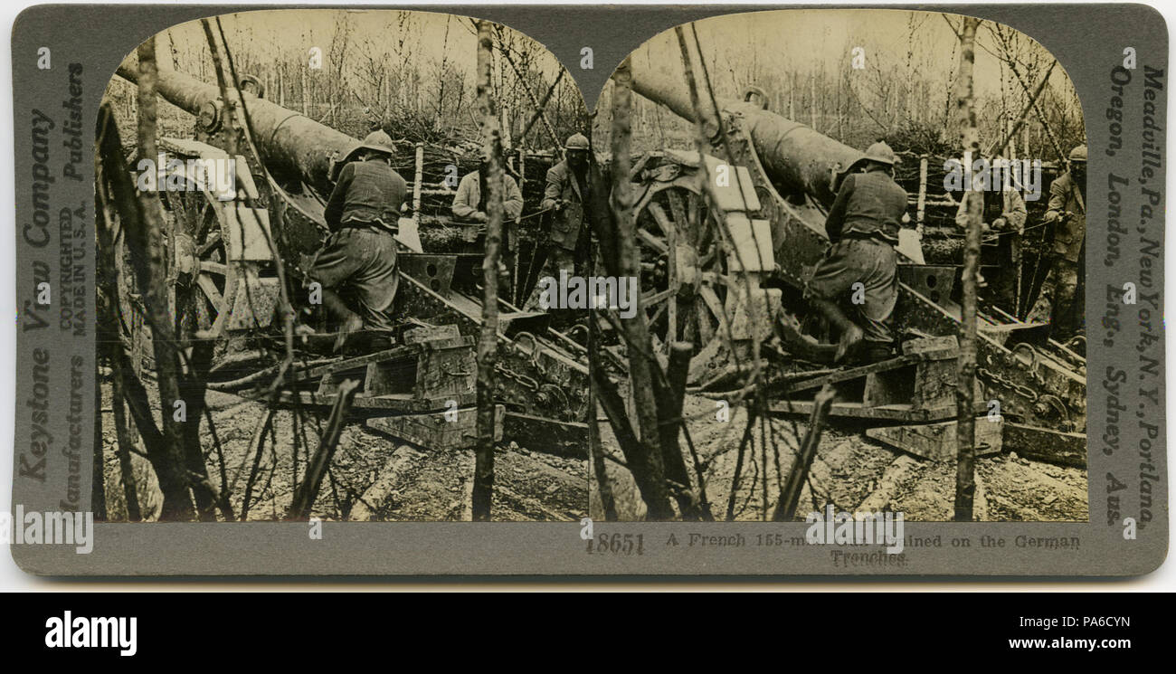 1 "Eine Französische 155-mm. Gewehr auf die Deutschen Gräben ausgebildet." Stockfoto